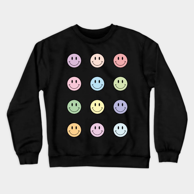 Pastel colorful smiley face sticker set Crewneck Sweatshirt by Nikamii